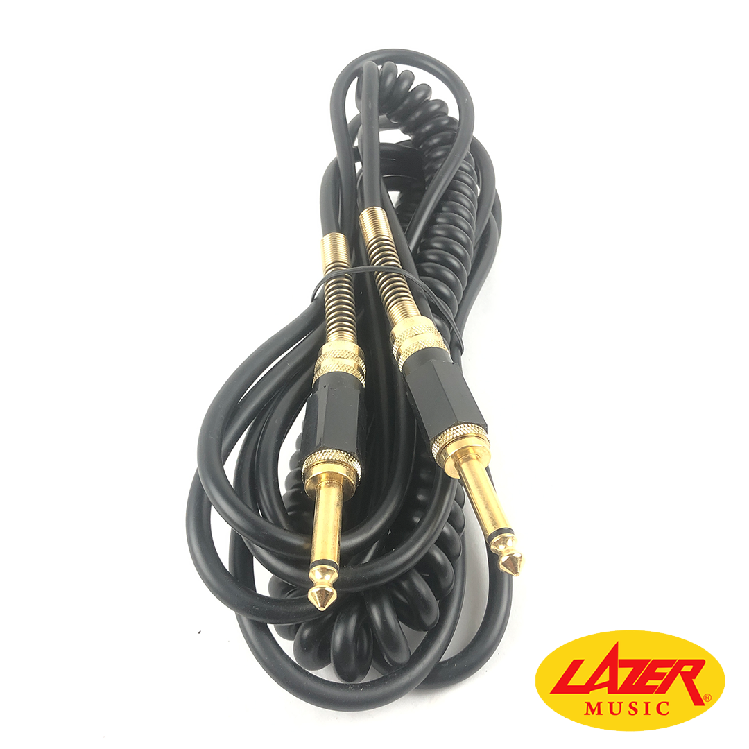 Lazer Music LG-49C Coiled Guitar Cable (Black 20 ft.)